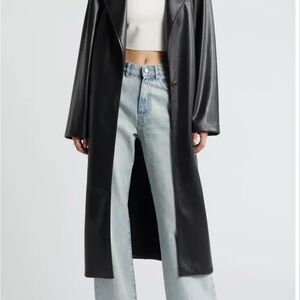 Women's Black Faux Leather Coat
